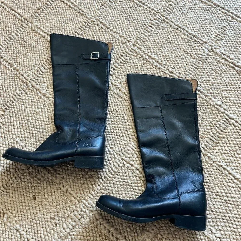 Coach Black Leather Tall Boots | Size 9 | Classic Riding Style